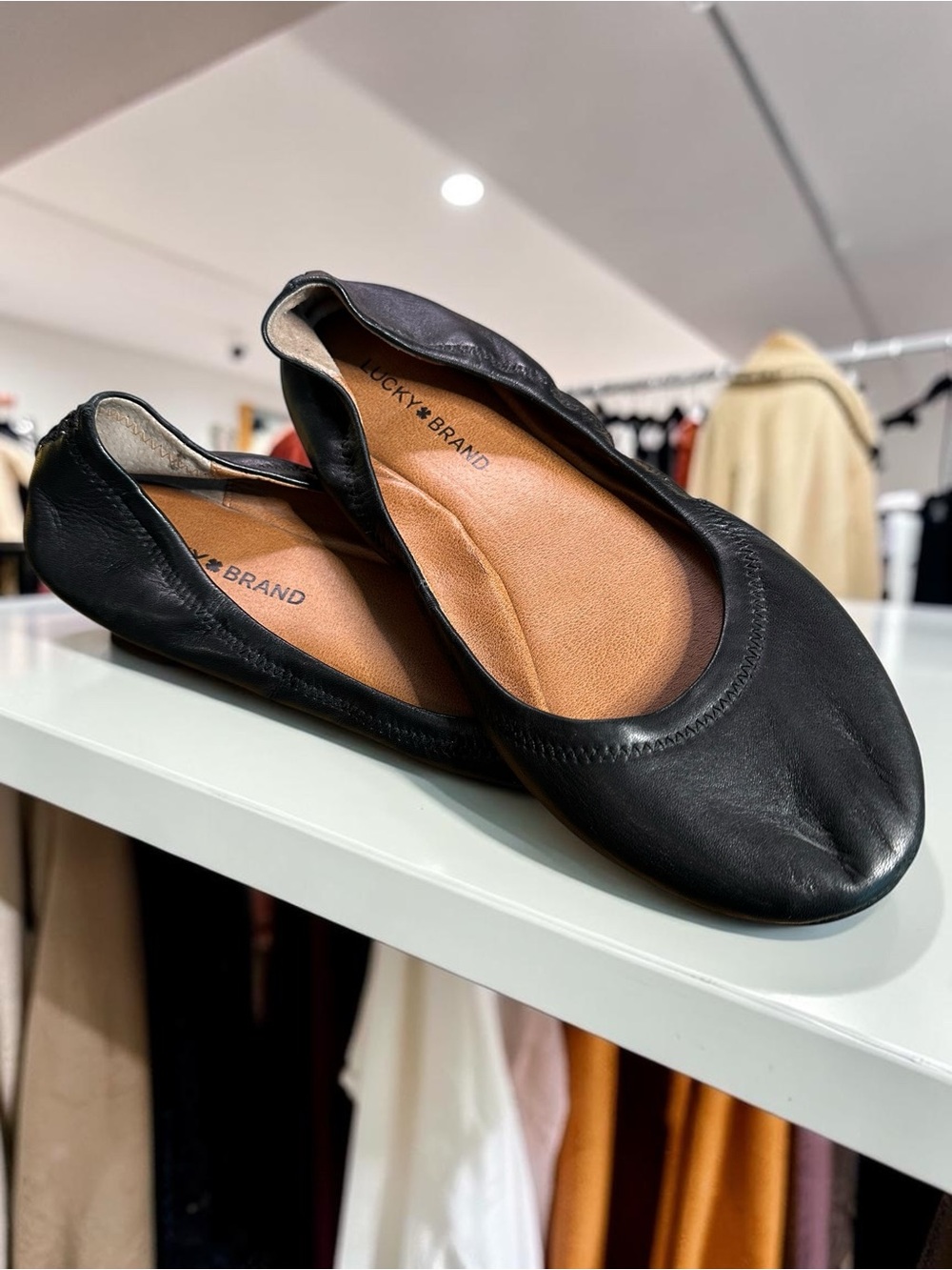 Lucky Brand Black Leather Ballet Flats